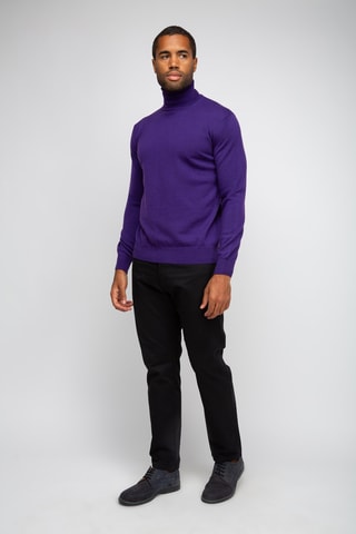 Pull  50% laine et 50% acrylique - Col roulé - Violet