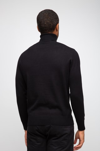 Pull 95% coton et 5% cachemire - Col roulé - Noir