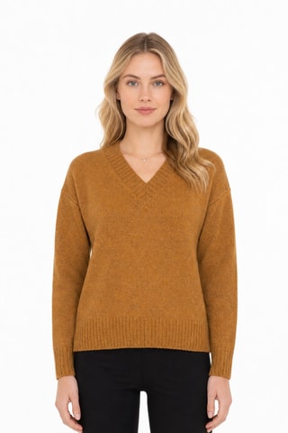 Pull 100% laine - Col en V - Orange