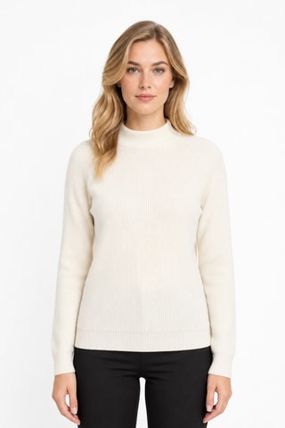 Camisola 100% caxemira - Gola alta - Bege