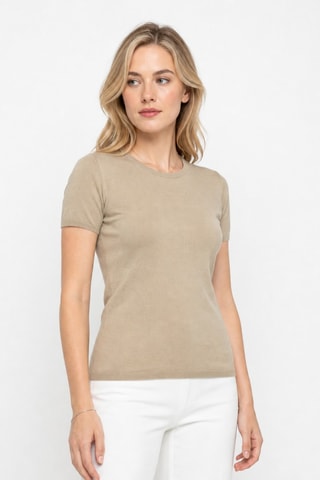 T-shirt 35% cachemire, 35% soie et 30% laine - Gris