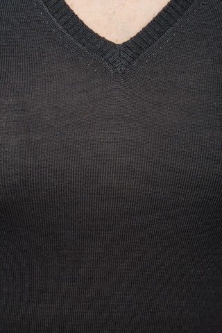 Camisola 35% caxemira, 35% seda e 30% lã - Gola em V - Antracite