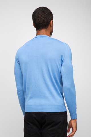 Pull 50% laine et 50% acrylique - Col rond - Bleu