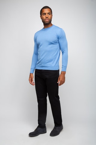 Pull 50% laine et 50% acrylique - Col rond - Bleu