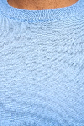 Pull 50% laine et 50% acrylique - Col rond - Bleu