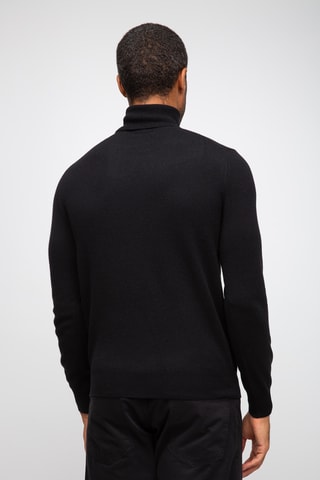 Pull 100% cachemire, 2 fils - Col roulé - Noir
