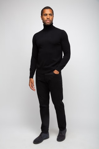 Pull 100% cachemire, 2 fils - Col roulé - Noir