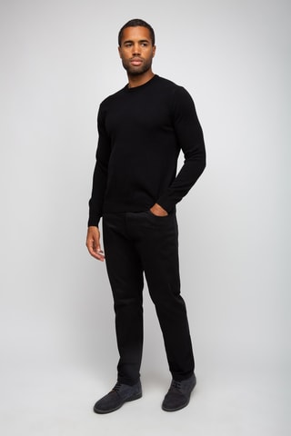 Pull 100% cachemire, 2 fils - Col rond - Noir