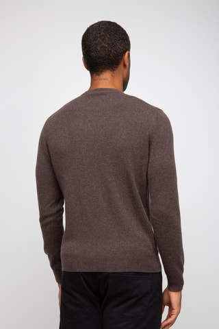 Pull 100% cachemire, 2 fils - Col rond - Marron foncé