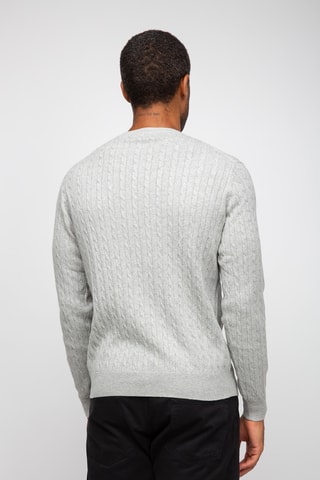 Pull 95% coton et 5% cachemire - Col rond - Gris clair