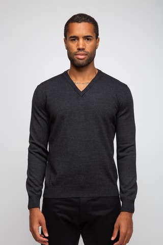 Pull 50% laine et 50% acrylique - Col en V - Anthracite
