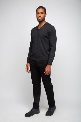 Pull 50% laine et 50% acrylique - Col en V - Anthracite