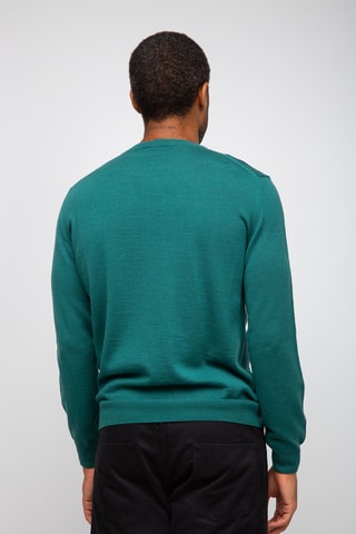 Pull 50% laine et 50% acrylique - Col rond - Bleu