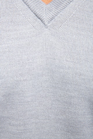 Pull 50% laine et 50% acrylique - Col en V - Gris