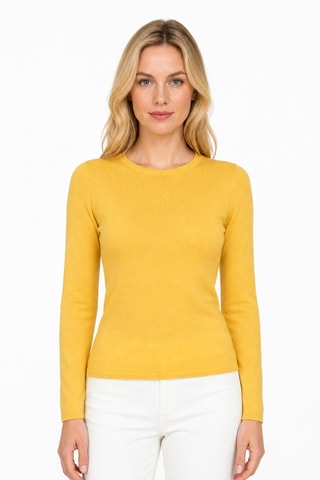 Camisola 100% caxemira - Gola redonda - Amarelo