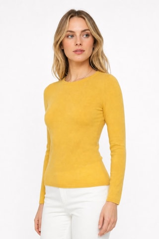 Camisola 100% caxemira - Gola redonda - Amarelo