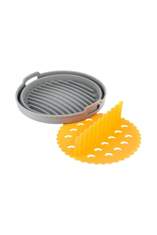 Panier pliable en silicone  -  Gris et orange
