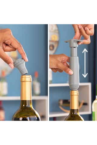 Tire-bouchon à pompe et 4 bouchons de vin