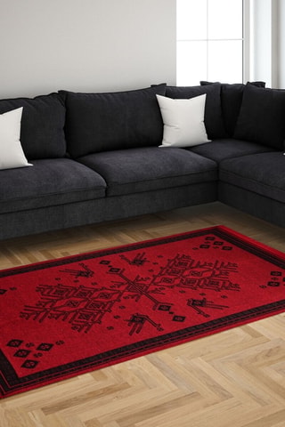 Tapis - 80 x 150 cm - Noir et rouge