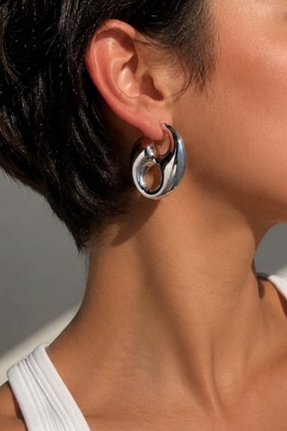 Boucles d’oreilles dorées à l’or fin blanc NYC - Plaqué argent
