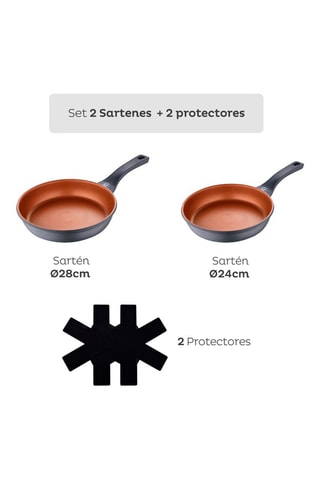 2 Frituurpannen en 2 Koekenpanbeschermers 24 en 28 cm