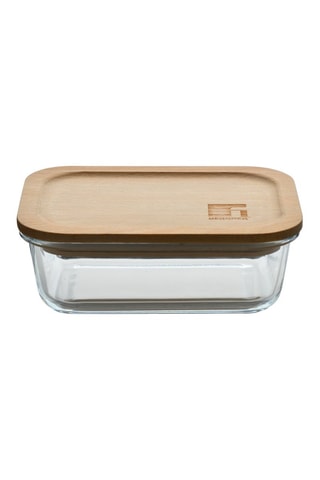 Borosilicaatglazen en Beukenhouten Bewaarbakje - 65 cl