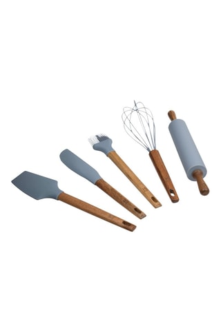 5 Acaciahouten en Siliconen Keukenaccessoires
