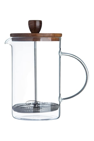 Cafetière van borosilicaatglas met piston, roestvrij staal en acaciahout- 80 cl - Bruin en zilverkleurig
