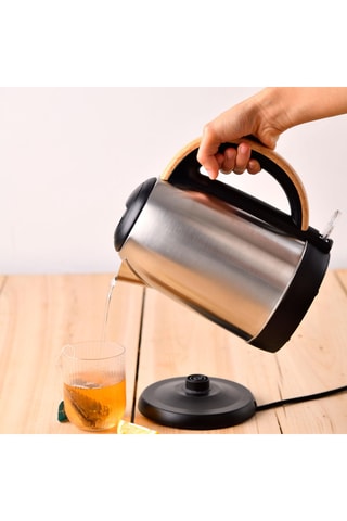 Roestvrijstalen Waterkoker - 1,7 l - 2200 W - Grijs, bruin en zwart