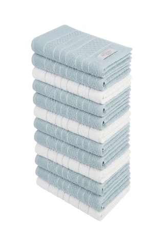 12 Theedoeken - Blauw en Wit - Multicolor