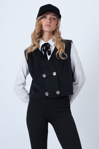 Chaleco de traje de terciopelo - Negro