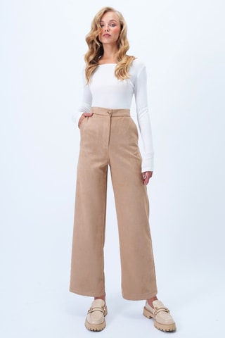 Pantalón palazzo de tiro alto - Beige