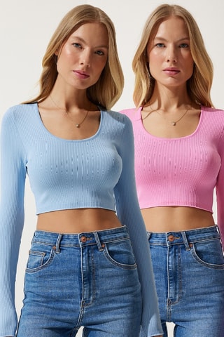 Top - Celeste y rosa