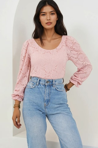 Body con bordado inglés - Rosa