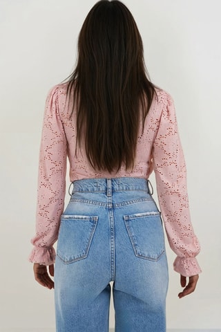 Body con bordado inglés - Rosa