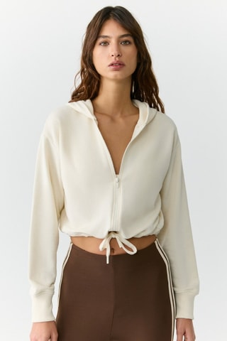 Sudadera relaxed con capucha - Crudo