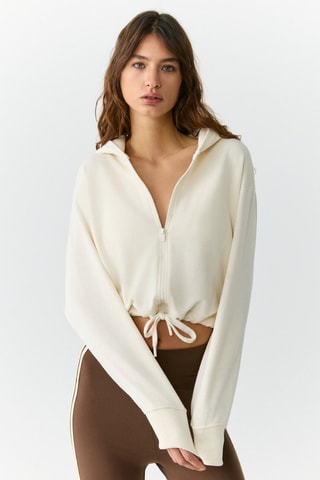 Sudadera relaxed con capucha - Crudo