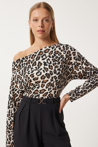 Blusa regular fit - Beige y marrón