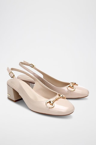 Zapatos con brillo de tacón - Beige