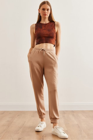 Jogging de tiro alto - Beige
