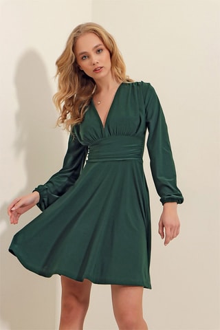 Vestido evasé - Verde