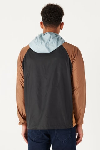 Chaqueta con capucha - Caqui y azul