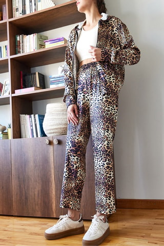 Sudadera con capucha y pantalón de tiro alto regular fit - Marrón
