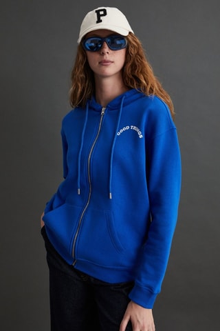 Sudadera regular fit con capucha - Azul
