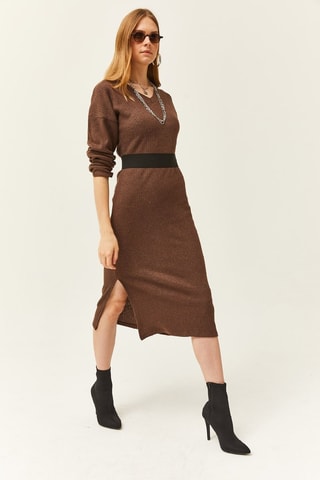Vestido jersey - Marrón