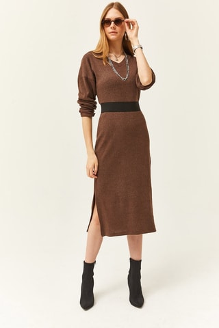 Vestido jersey - Marrón