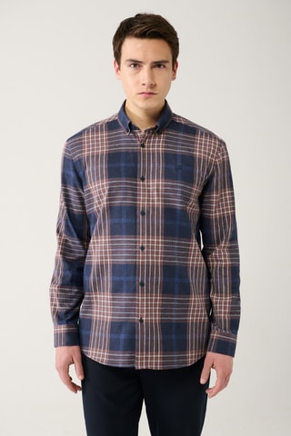 Camisa - Azul marino y marrón