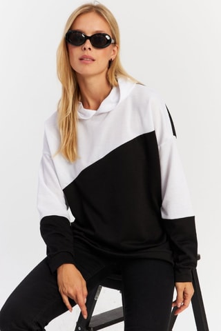 Sudadera con capucha - Negro y blanco