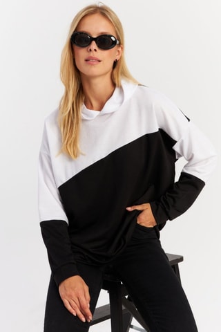 Sudadera con capucha - Negro y blanco