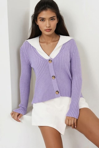 Cárdigan de lana - Violeta